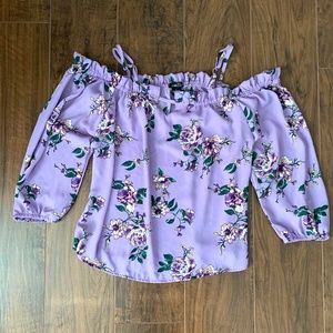 Rue21 Purple Floral Blouse Off Shoulder